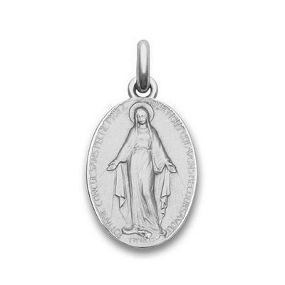 Médaille Becker Vierge Miraculeuse Ovale or Blanc